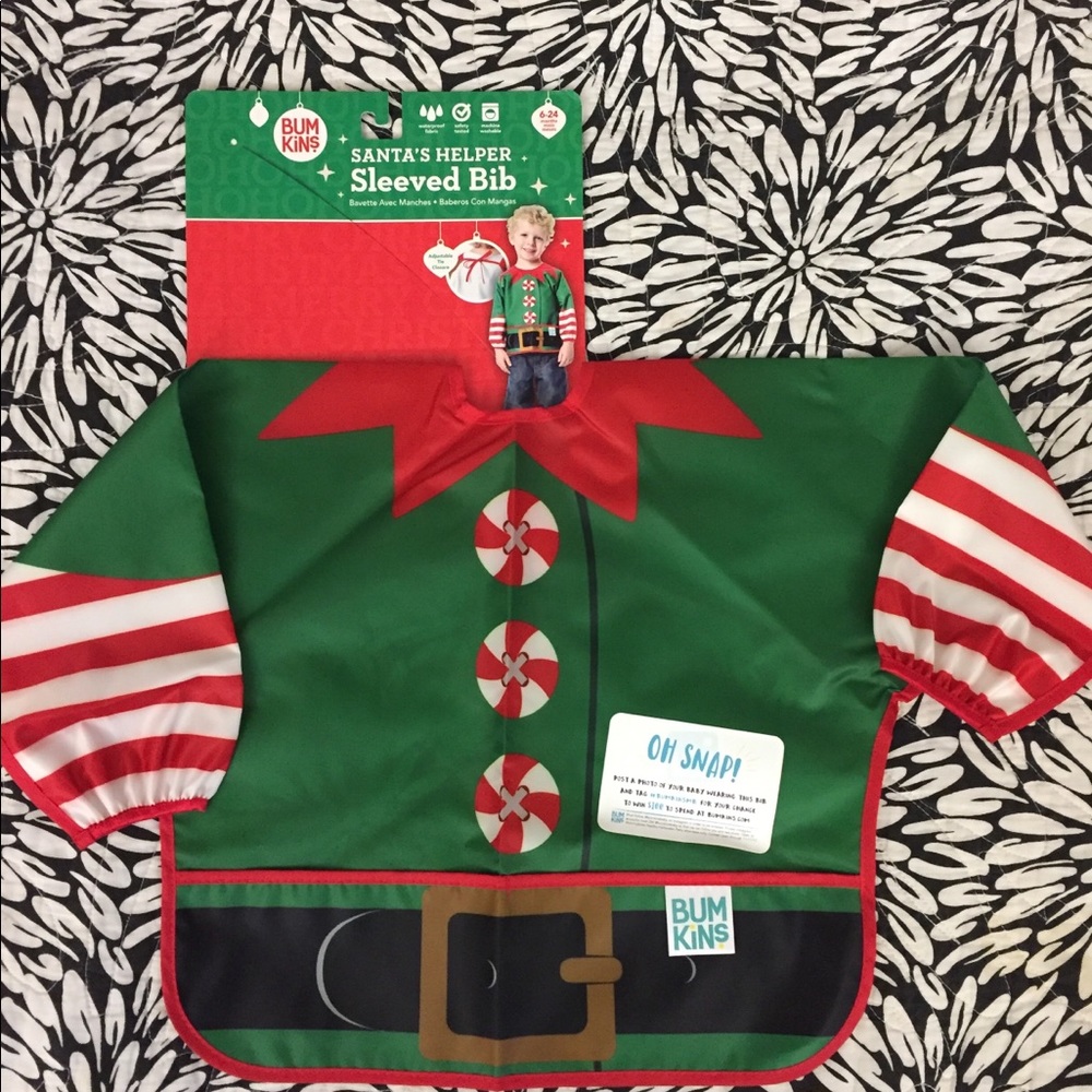 Bumkins long sleeves bib Santa’s Helper NWT